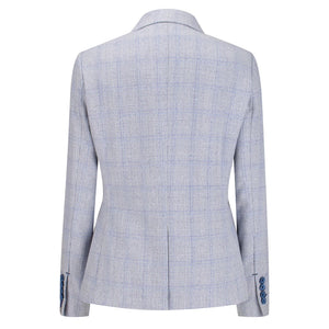 Caridi - Women Check Blazer Wool Blend Herringbone Tweed Brown Peaky Blinders - House of Cavani - 5
