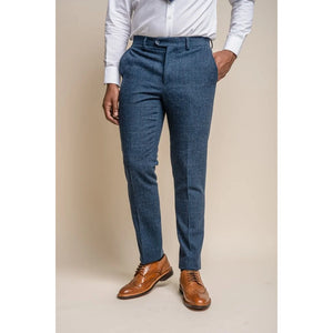 Carnegi - Men's Navy Check Tweed Trousers - House of Cavani - 1