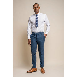 Carnegi - Men's Navy Check Tweed Trousers - House of Cavani - 2