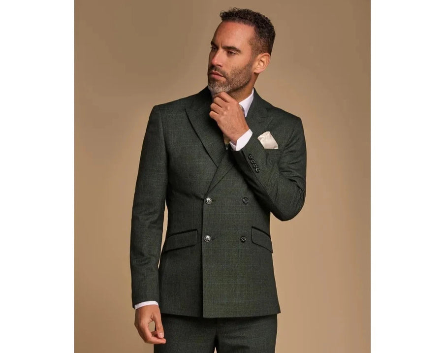 Cavani Caridi - Men's Olive Green Double Breasted Blazer - House of Cavani - 1