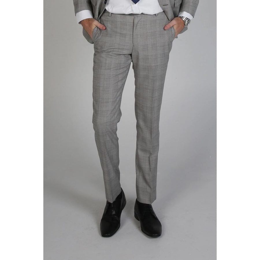 Hugo - Men's Check Grey Trouser-TruClothing