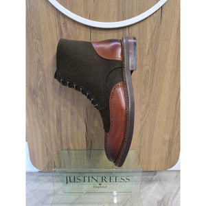 Clifford - Khaki brązowe buty za kostkę męskie skórzane z detalem brogue - Justin Reess - 5