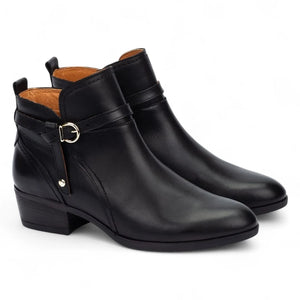 Daroca - Women’s Black Leather Bootie Heeled Biker Boots - Pikolinos - 2