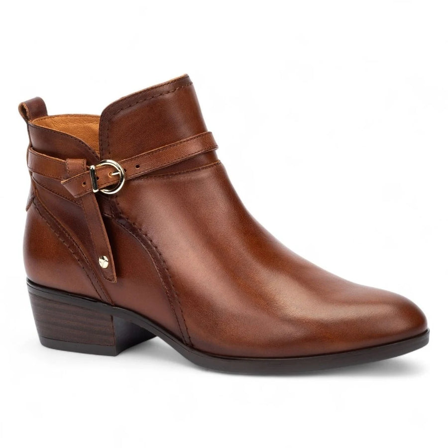 Daroca - Botines de cuero marrón para mujer Botas biker con tacón - Pikolinos - 1