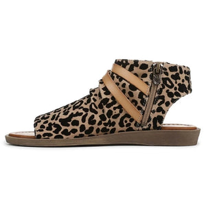 Denver - Women's Brown Leopard Strappy Low Wedge Sandals - Blowfish Malibu - 5