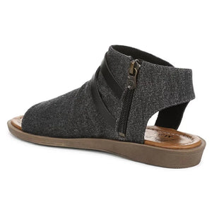 Denver - Women's Charcoal Strappy Low Wedge Sandals - Blowfish Malibu - 4