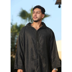 DML001 - Men's Moroccan Thobe Hooded Djellaba - Black - Thobez - 10