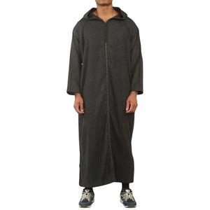 DML001 - Men's Moroccan Thobe Hooded Djellaba - Black - Thobez - 8