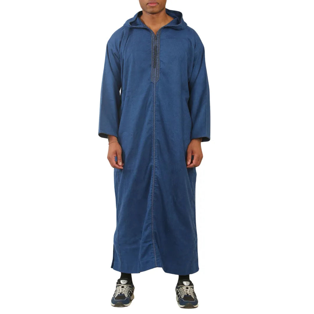 DML001 - Men's Moroccan Thobe Hooded Djellaba - Blue - Thobez - 1