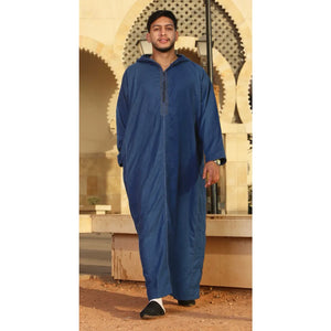 DML001 - Men's Moroccan Thobe Hooded Djellaba - Blue - Thobez - 2