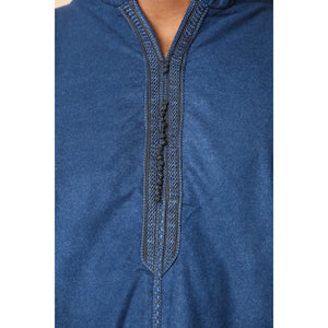 DML001 - Men's Moroccan Thobe Hooded Djellaba - Blue - Thobez - 4