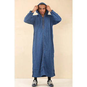 DML001 - Men's Moroccan Thobe Hooded Djellaba - Blue - Thobez - 5