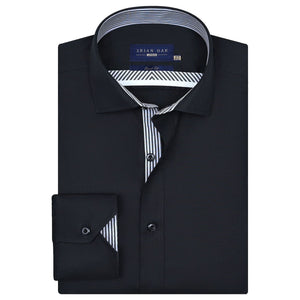 Herren Pflegeleichtes schwarzes Satin Designerhemd für Männer - Stilvoll & Vielseitig - Brian Oak - 1