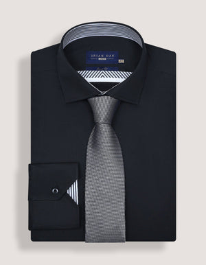 Herren Pflegeleichtes schwarzes Satin Designerhemd für Männer - Stilvoll & Vielseitig - Brian Oak - 4