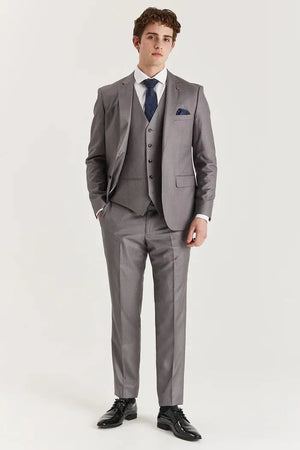 Edward - Men's Grey 3 Piece Stitch Lapel Classic Suit - Paul Andrew - 2