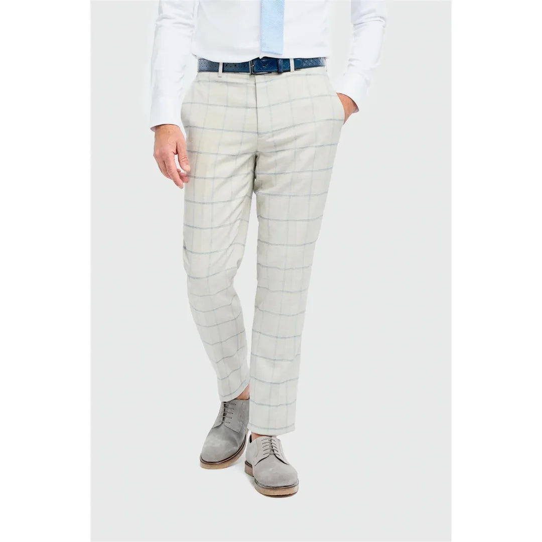 Gabriel - Men's Grey Checked Trousers - House of Cavani - 1