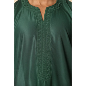 GG002 - Men's Moroccan Thobe Short Sleeve Gandoura - Green - Thobez - 10