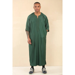 GG002 - Men's Moroccan Thobe Short Sleeve Gandoura - Green - Thobez - 12