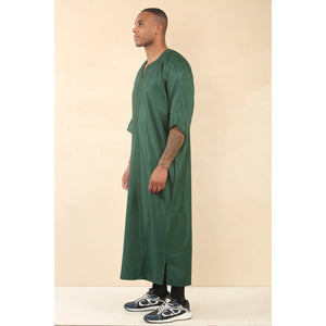 GG002 - Men's Moroccan Thobe Short Sleeve Gandoura - Green - Thobez - 13