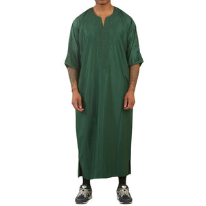 GG002 - Men's Moroccan Thobe Short Sleeve Gandoura - Green - Thobez - 8