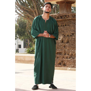 GG002 - Men's Moroccan Thobe Short Sleeve Gandoura - Green - Thobez - 9