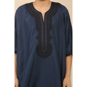 GG008 - Boys Moroccan Thobe Short Sleeve Gandoura - Navy - Thobez - 4