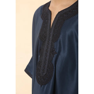 GG008 - Boys Moroccan Thobe Short Sleeve Gandoura - Navy - Thobez - 5