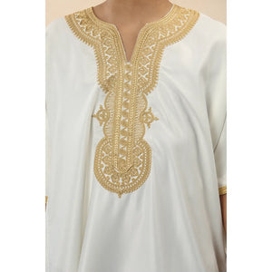 GG008 - Boys Moroccan Thobe Short Sleeve Gandoura - White - Thobez - 14
