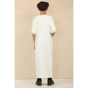 GG008 - Boys Moroccan Thobe Short Sleeve Gandoura - White - Thobez - 16