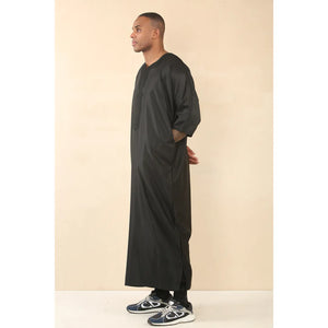 GG008 - Men's Moroccan Thobe Short Sleeve Gandoura - Black - Thobez - 28