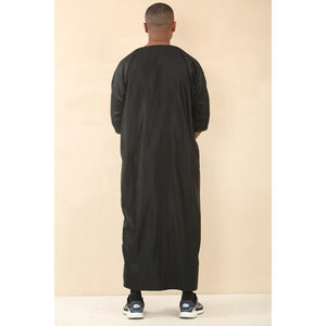 GG008 - Men's Moroccan Thobe Short Sleeve Gandoura - Black - Thobez - 29