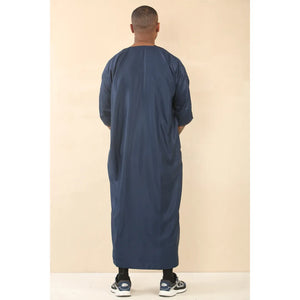 GG008 - Men's Moroccan Thobe Short Sleeve Gandoura - Navy - Thobez - 15