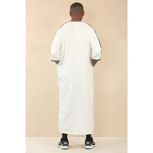 GG008 - Men's Moroccan Thobe Short Sleeve Gandoura - White - Thobez - 22