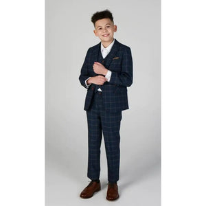 Hamleys - Boy's 3 Piece Blue Orange Check Suit - Paul Andrew - 1