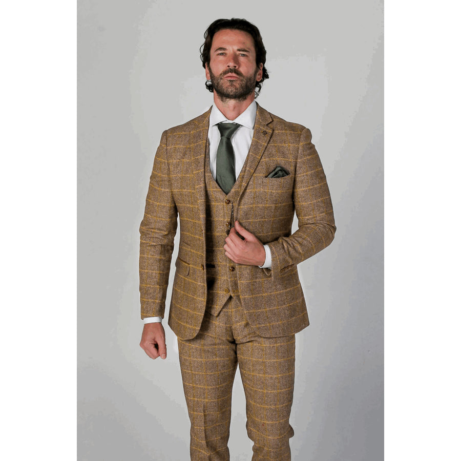 Harris - Men's Brown 3 Piece Tweed Suit - Paul Andrew - 1