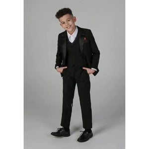 Harry - Boy's 3 Piece Black Tuxedo Suit - Paul Andrew - 3