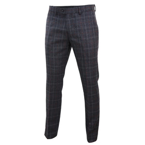 Pantalon homme tweed bleu marine gris anthracite à carreaux style vintage British Gentleman - Paul Andrew - 2