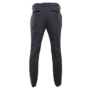 Pantalon homme tweed bleu marine gris anthracite à carreaux style vintage British Gentleman - Paul Andrew - 3