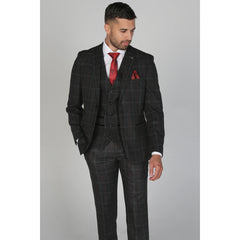 Harvey - Men's Charcoal Check Blazer Waistcoat And Trousers