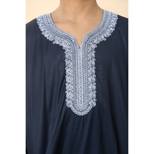 HM61 - Boys Moroccan Thobe Short Sleeve Embroidery Gandoura - Thobez - 4