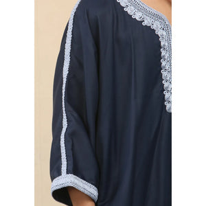 HM61 - Boys Moroccan Thobe Short Sleeve Embroidery Gandoura - Thobez - 5