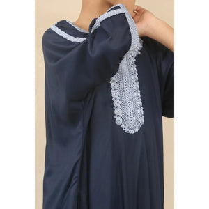 HM61 - Boys Moroccan Thobe Short Sleeve Embroidery Gandoura - Thobez - 6