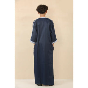 HM61 - Boys Moroccan Thobe Short Sleeve Embroidery Gandoura - Thobez - 8