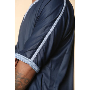 HM61 - Men's Moroccan Thobe Short Sleeve Embroidery Gandoura - Thobez - 6