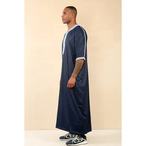 HM61 - Men's Moroccan Thobe Short Sleeve Embroidery Gandoura - Thobez - 7