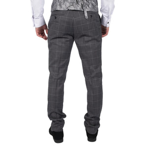 Pantalon gris à carreaux pour homme style vintage rétro mariage classique coupe ajustée - Paul Andrew - 3