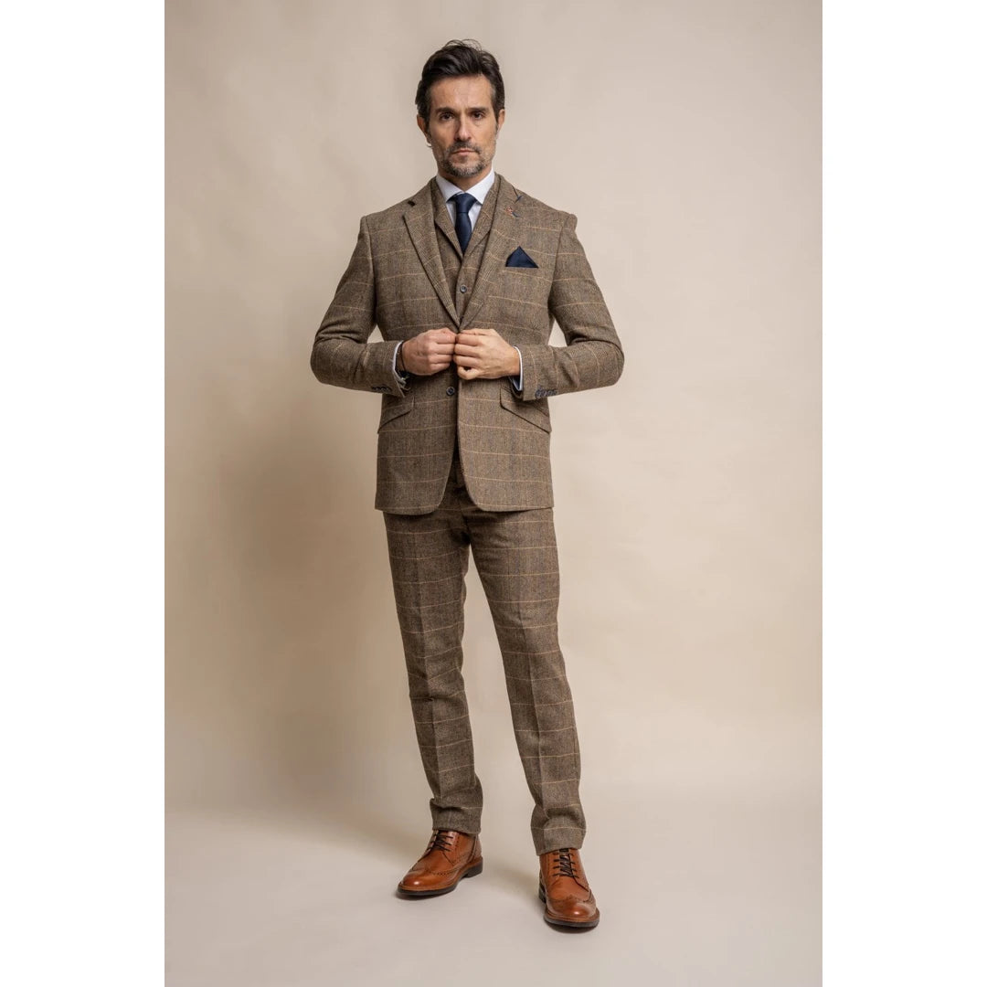 Albert - Men's Tan Brown Blazer Waistcoat and Trousers