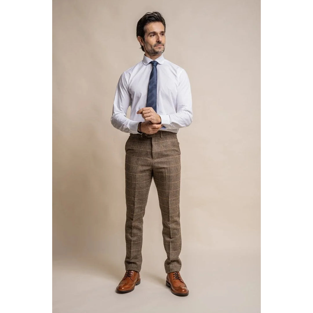 Albert - pantalones de tweed marrón marrón para hombres