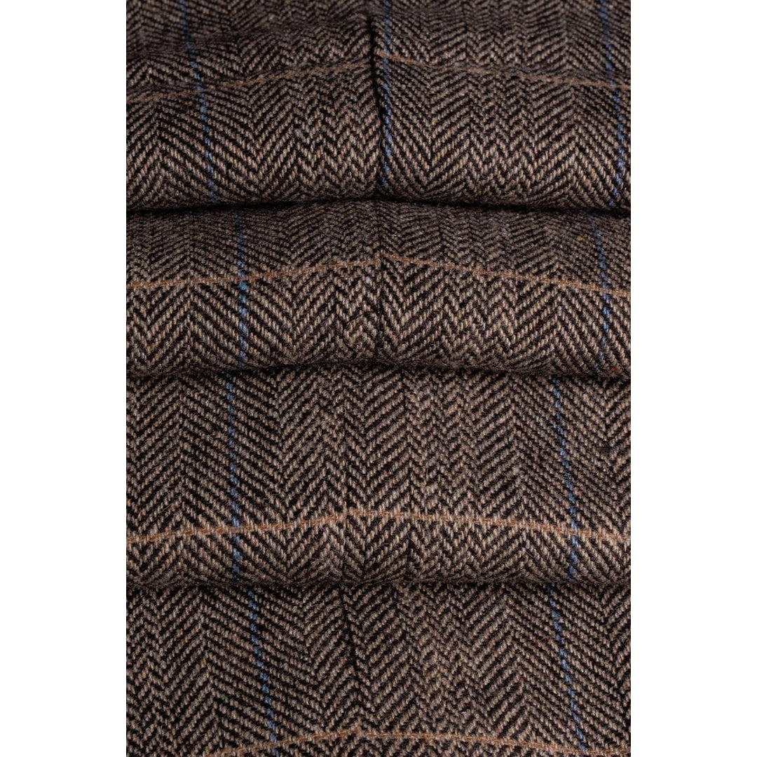 Albert - Men's Tweed Check Tan Waistcoat
