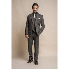 Albert - Chaleco y pantalones de Blazer Grey Tweed para hombres